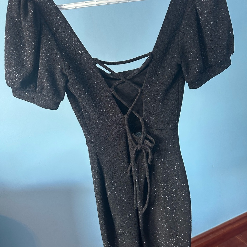 Windsor Black Glitter Backless Dress